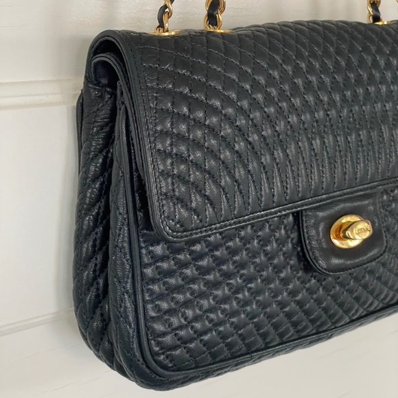 BALLY Vintage 1990’s Navy Double Flap Quilted Shoulder/Crossbody Bag | Italy - Picture 7 of 17